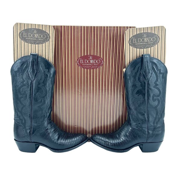 The El Dorado Other - Vintage El Dorado Exotic Black Teju Lizard Cowboy Boots Mens size 9 Western 9550